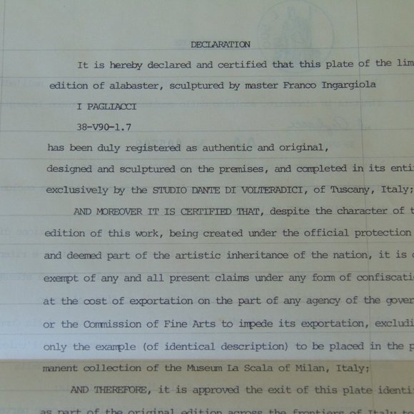 I Pagliacci Bradford Exchange Alabaster Plate - Picture 14 of 16